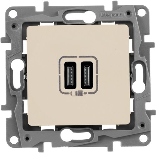 Розетка USB тип С+С без рамки Legrand Etika 2-м. 3000мА слоновая кость картинка